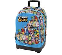 Generico Trolley Zaino Scuola Dream Cross, Sganciabile NUOVE RUOTE SALI SCALE con carrello amovibile TINTAUNITA STUMBLE GUYS CON DIARIO BLU