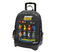 Generico Trolley Zaino Scuola Dream Cross STUMBLE GUYS, Sganciabile NUOVE RUOTE SALI SCALE con carrello amovibile TINTAUNITA TEEN Pool Over NERO