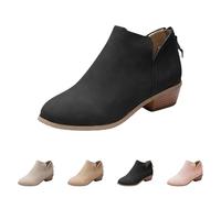 Generico Tronchetti Donna Eleganti, Stivali Corti Donna Impermeabile Bassi, Stivaletti Antivento Scarponcino Morbidi Neri Stivali Donna Tacco Basso, Chelsea Boots Donna