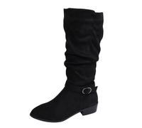 Generico Tronchetti Donna Invernali Eleganti Stivali Neve con Tacco a Zeppa Stivaletto Wide Fit Plateau Scarpe Outdoor Stivaletti All'Aperto Comodi da Passeggio