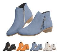 Generico Tronchetti Invernali Eleganti, Scarpe Stivali Morbidi Tacco Basso, Stivaletto Antivento Chelsea Boots Bassi per Donna