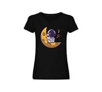 Generico Tshirt Donna Astronauta NASA sulla Luna Maglietta Stile Pop Spazio Universo (Nero, L)
