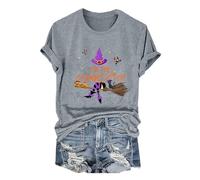 Generico Tshirt Donna Estive Girocollo da di I'm The Gram My Witch Halloween Maglietta Cotone Maniche Corte Oversize Basic T Shirt Magliette Manica Corta Maglie Mezze T- Top Estivo Elegante Grey S