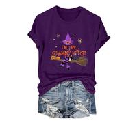 Generico Tshirt Donna Estive Girocollo da di I'm The Gram My Witch Halloween Maglietta Cotone Maniche Corte Oversize Basic T Shirt Magliette Manica Corta Maglie Mezze T- Top Estivo Elegante Viola S