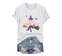 Generico Tshirt Donna Estive Girocollo da di I'm The Gram My Witch Halloween Maglietta Cotone Maniche Corte Oversize Basic T Shirt Magliette Manica Corta Maglie Mezze T- Top Estivo Elegante Bianco S