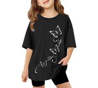 Generico Tshirt Donna t-Shirt Bianca Bambino Modelli Stampati Comodi e Leggeri, Linea Ampia Compatibile con abbinamenti Moderni(Nero13-14 Anni)_1