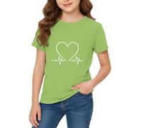 Generico Tshirt Rossa Bambina Modello Collo Tondo Ampio e Traspirante, Linea Semplice e Funzionale per la Vita Scolastica Quotidiana(Army Verde6-7 Anni)
