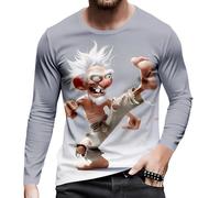 Generico Tshirt Uomo - Maglietta da Uomo di Carnevale Maglietta a Maniche Lunghe con Stampe di Personaggi Animali per Un Abbigliamento Casual Idea Perfetta (Grey M)