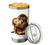 Generico Tumbler termico,Portabicchiere con Tappo e Motivo Scimmia - Bicchieri termici - per bar, ufficio, palestra, auto, casa, all'aperto, festa, bere tè, viaggio, uomo, donna
