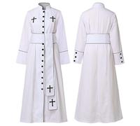 Genérico Tunica Ecclesiastica Tunica del Clero Tunica di Predicatore Sotana Maschio Lode Adorazione Costume da Sacerdote fino al Pavimento, bianco, 5X-Large