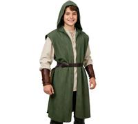 Generico Tunica Medievale con Cappuccio per Bambino, Costume da Arciere senza Maniche, Travestimento per Carnevale, Halloween e Feste a Tema