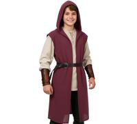 Generico Tunica Medievale con Cappuccio per Bambino, Costume da Arciere senza Maniche, Travestimento per Carnevale, Halloween e Feste a Tema