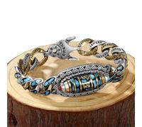 Generico Turquoise Six-character Mantra Nine-eyed Dzi Bead Bracelet (A)