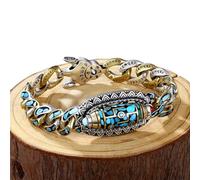 Generico Turquoise Six-character Mantra Nine-eyed Dzi Bead Bracelet (B)
