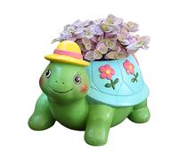 Generico Turtle Planter | Cute Resin Flower Container | Drainage Hole Decor Pot | Lightweight Cast for Outdoor Yard Outside Indoor Lawn Patio Porch Front