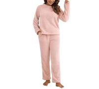 Generico Tuta Casa Donna Invernale Calda Tuta In Pile Casual Curvy Maglione E Pantaloni Set Da Salotto Completi 2 Pezzi Morbida Leggera Completo In Ciniglia Pigiami Comode Tute Calde Per Casa