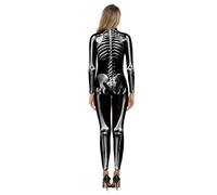 Generico Tuta da Donna con Scheletro di Halloween Stampa Digitale Taglio Sottile a Maniche Lunghe Monoblocco Collant Robotica Da Donna, Per Halloween, Per Cosplay, Scheletro E Ossa