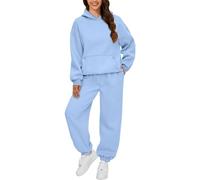 Generico Tuta da Donna Curvy 2 Pezzi Completo Sportivo Manica Lunga con Cappuccio e Pantalone Set Tute Ginnastica da Donne Sportivo Ragazze Completo per Jogging Training Fitness Trekking