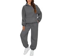 Generico Tuta da Donna Curvy 2 Pezzi Completo Sportivo Manica Lunga con Cappuccio e Pantalone Set Tute Ginnastica da Donne Sportivo Ragazze Completo per Jogging Training Fitness Trekking