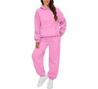 Generico Tuta da Donna Curvy 2 Pezzi Completo Sportivo Manica Lunga con Cappuccio e Pantalone Set Tute Ginnastica da Donne Sportivo Ragazze Completo per Jogging Training Fitness Trekking