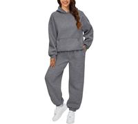 Generico Tuta da Donna Curvy 2 Pezzi Completo Sportivo Manica Lunga con Cappuccio e Pantalone Set Tute Ginnastica da Donne Sportivo Ragazze Completo per Jogging Training Fitness Trekking