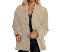 Genérico Tuta da donna giacca abbottonata vintage taglia grande giacche antivento cappotto impermeabile con tasche moda outdoor lavoro all'aperto, Kaki, 3XL