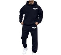 Generico Tuta da Jogging da Uomo Lunga Sportiva Oversize Abbigliamento Sportivo in Due Pezzi Streetwear 2 Pezzi Felpa con Cappuccio + Pantaloni da Jogging Unisex Aderenti Tinta Unita Tuta Palestra