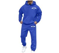 Generico Tuta da Jogging da Uomo Lunga Sportiva Oversize Abbigliamento Sportivo in Due Pezzi Streetwear 2 Pezzi Felpa con Cappuccio + Pantaloni da Jogging Unisex Aderenti Tinta Unita Tuta Palestra