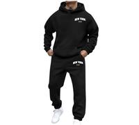 Generico Tuta da Jogging da Uomo Lunga Sportiva Oversize Abbigliamento Sportivo in Due Pezzi Streetwear 2 Pezzi Felpa con Cappuccio + Pantaloni da Jogging Unisex Aderenti Tinta Unita Tuta Palestra