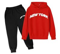 Generico Tuta Da Jogging Per Bambini Stampato Calcio Ragazzo Felpa A Maniche Lunghe Solid Color Cotone Completo Set Jogger Ragazzi Di Felpe Alla Moda
