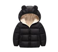 Generico Tuta da Neve Invernale Imbottita per Bambini con Cappuccio Decorato Orecchie Orso Giacca Calda Capispalla Protettivo Neonati Maschi e Femmine (Black, 3-4 Years)