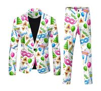 Generico Tuta da Uomo con Paillette vestibilità Regolare con Scollo a V Maniche Lunghe e Pantaloni Vestito Carnevale per Tutta La Famiglia Completo Nero Uomo Autunnali Invernali Abbigliamento Formale