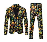 Generico Tuta da Uomo con Paillette vestibilità Regolare con Scollo a V Maniche Lunghe e Pantaloni Vestito Carnevale per Tutta La Famiglia Completo Nero Uomo Autunnali Invernali Abbigliamento Formale