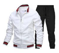 Generico Tuta da uomo primaverile e autunnale, set da 2 pezzi, giacca patchwork + pantaloni da jogging