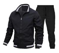 Generico Tuta da uomo primaverile e autunnale, set da 2 pezzi, giacca patchwork + pantaloni da jogging