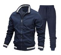 Generico Tuta da uomo primaverile e autunnale, set da 2 pezzi, giacca patchwork + pantaloni da jogging