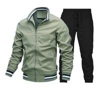 Generico Tuta da uomo primaverile e autunnale, set da 2 pezzi, giacca patchwork + pantaloni da jogging