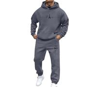 Generico Tuta da Uomo Sportiva 2 Pezzi Maniche Lunghe Larghe Felpa con Cappuccio E Pantaloni della Y2k Tute Complete Streetwear Stile Fitness Set Uomo Autunno Invernali Libero Sportivo Set