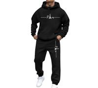 Generico Tuta da Uomo Sportiva 2 Pezzi Maniche Lunghe Larghe Felpa con Cappuccio E Pantaloni della Y2k Tute Complete Streetwear Stile Fitness Set Uomo Autunno Invernali Libero Sportivo Set