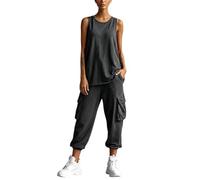 Generico Tuta Donna Casual Elegante 2 Pezzi Top a Maniche Corta e Pantaloni a Gamba Larga Slim Fit Tuta Sportiva Completa Due Pezzi Casual Ginnastica Estiva Tuta Donna Sportiva