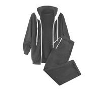 Generico Tuta Donna con Felpa a Cappuccio e Pantaloni Lunghi in Tinta Unita per un Comodo Elegante in Tutta Semplicità e Stile Moderno Casuale (Grey, XXL)