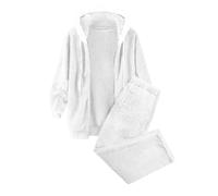 Generico Tuta Donna con Felpa a Cappuccio e Pantaloni Lunghi in Tinta Unita per un Comodo Elegante in Tutta Semplicità e Stile Moderno Casuale (White, XXXXL)