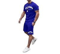 Generico Tuta Estiva con Stampa Uomo Set T-Shirt Pantaloncini Completi Casual Leggeri Sportivo Hip Hop Y2k Maglietta Muscolare Spiaggia Sport Multicolore per Tempo Liberovacanze