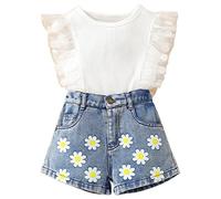 Generico Tuta Estivo Bambino Coordinato Casual Tuta Estivo Girocollo Elastico In Vita Set 2 Pezzi Unisex Traspirante Top Senza Manica E Pantaloncini Comodi Morbido Abbigliamento Da Spiaggia