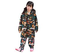 Generico Tuta Impermeabile Bambina - Giacca Antipioggia e Pantaloni Impermeabili 2 Pezzi Set, Tuta Pioggia Bambino Mantellina Impermeabile con cappuccio Pantaloni Antipioggia per 2-11 anni