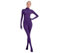 Generico Tuta integrale da donna, unisex, per Halloween, verde, per cosplay, carnevale, in maschera, per tutto il corpo, per slenderman, per il viso aperto, seconda pelle, body tight