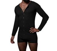 Generico Tuta Intera Uomo, Pigiama Monopezzo Manica Lunga con Bottoni, Tuta Casual,Comodo Elegante Tempo Libero Festivalmente Traspirabile Body da Casa