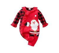 Generico Tuta Natalizia per Neonati e Bambini con Maniche Lunghe Abbigliamento Festivo per Maschietti e Femminucce (Red, 9-12 Months)