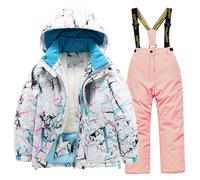 Generico Tuta Neve Bambina Antivento 2 Pezzi Set Due Pezzi Tuta Sci Completo Piumino E Pantaloni Per All'Aperto Tute Abbigliamento Neve