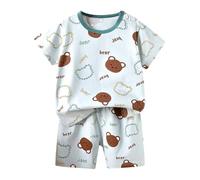 Generico Tuta per Bambini 2 Pezzi Estiva, con Stampa di Cartoni Animati, a Maniche Corte, per Bimbi e Bimbe Outfit colorato